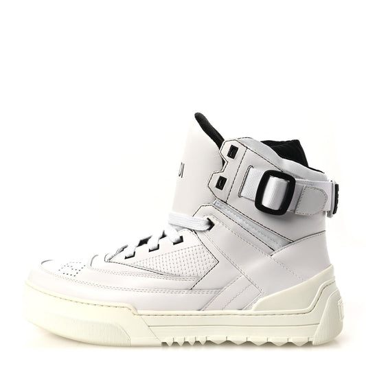 Fendivitello Nylon Logo High Top Sneakers 7 Ultra White Black