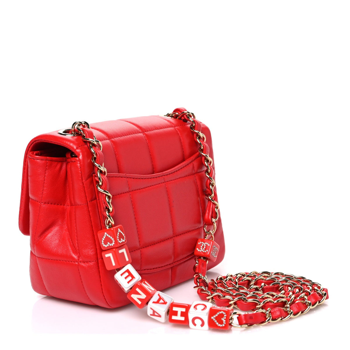 Mini Quilted Lambskin Flap Shoulder Bag - Red