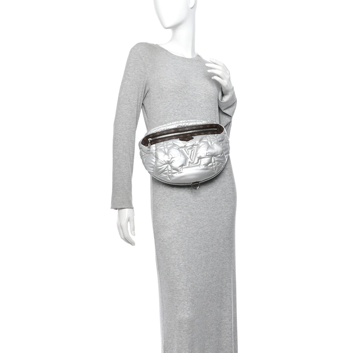 Econyl Monogram Pillow Bumbag Silver Handbag