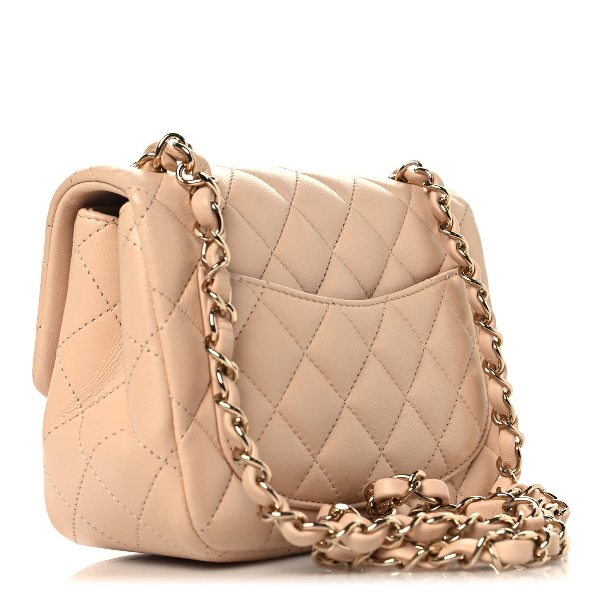 Mini Quilted Lambskin Flap Shoulder Bag - Beige