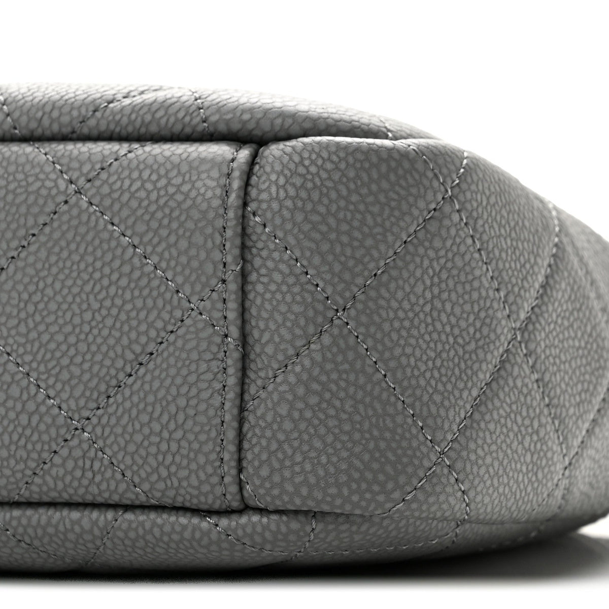 Small Quilted Caviar Handbag - Grey