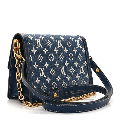 Denim Monogram Jacquard Dauphine Mm Bleu Handbag