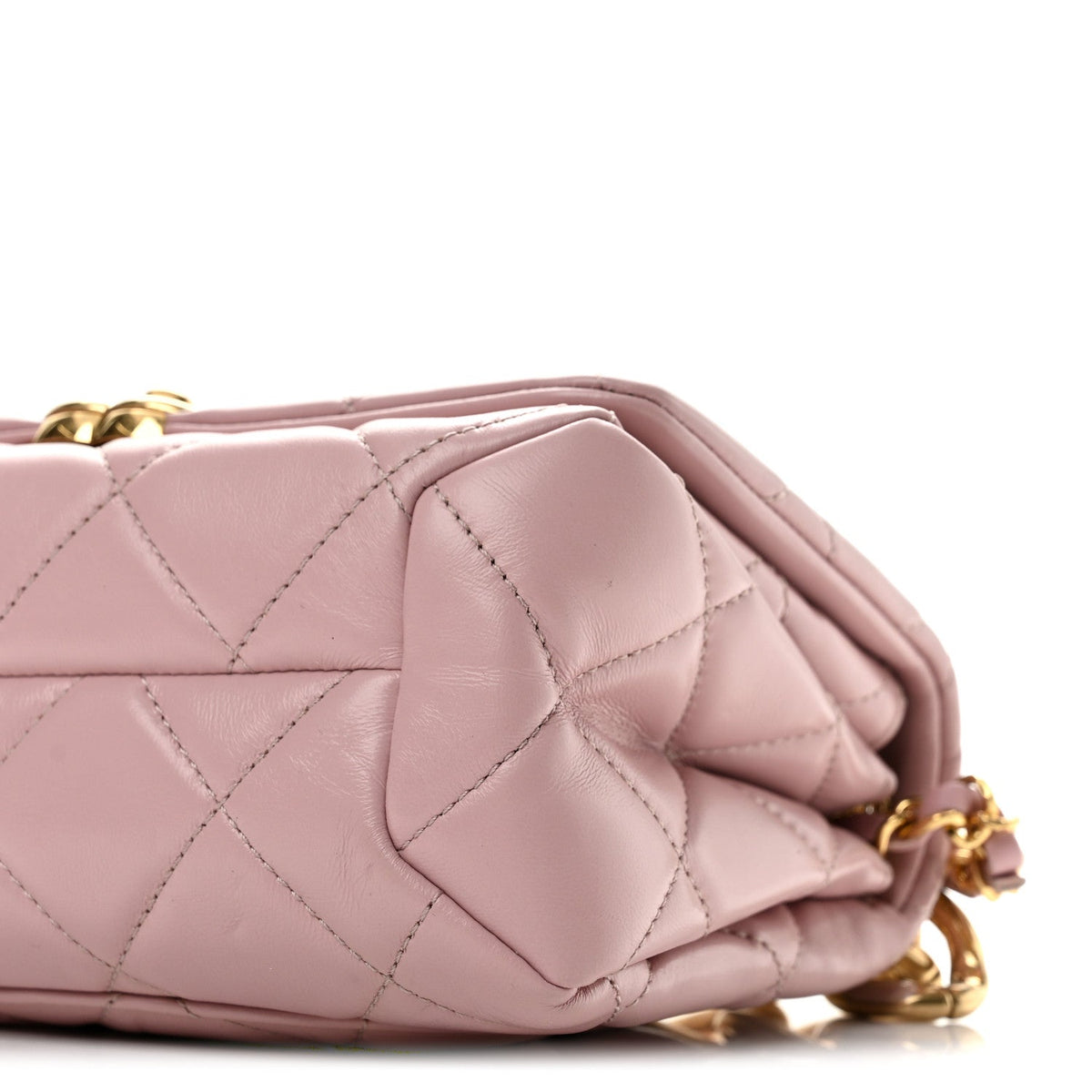 Small Quilted Lambskin Flap Shoulder Bag - Pink