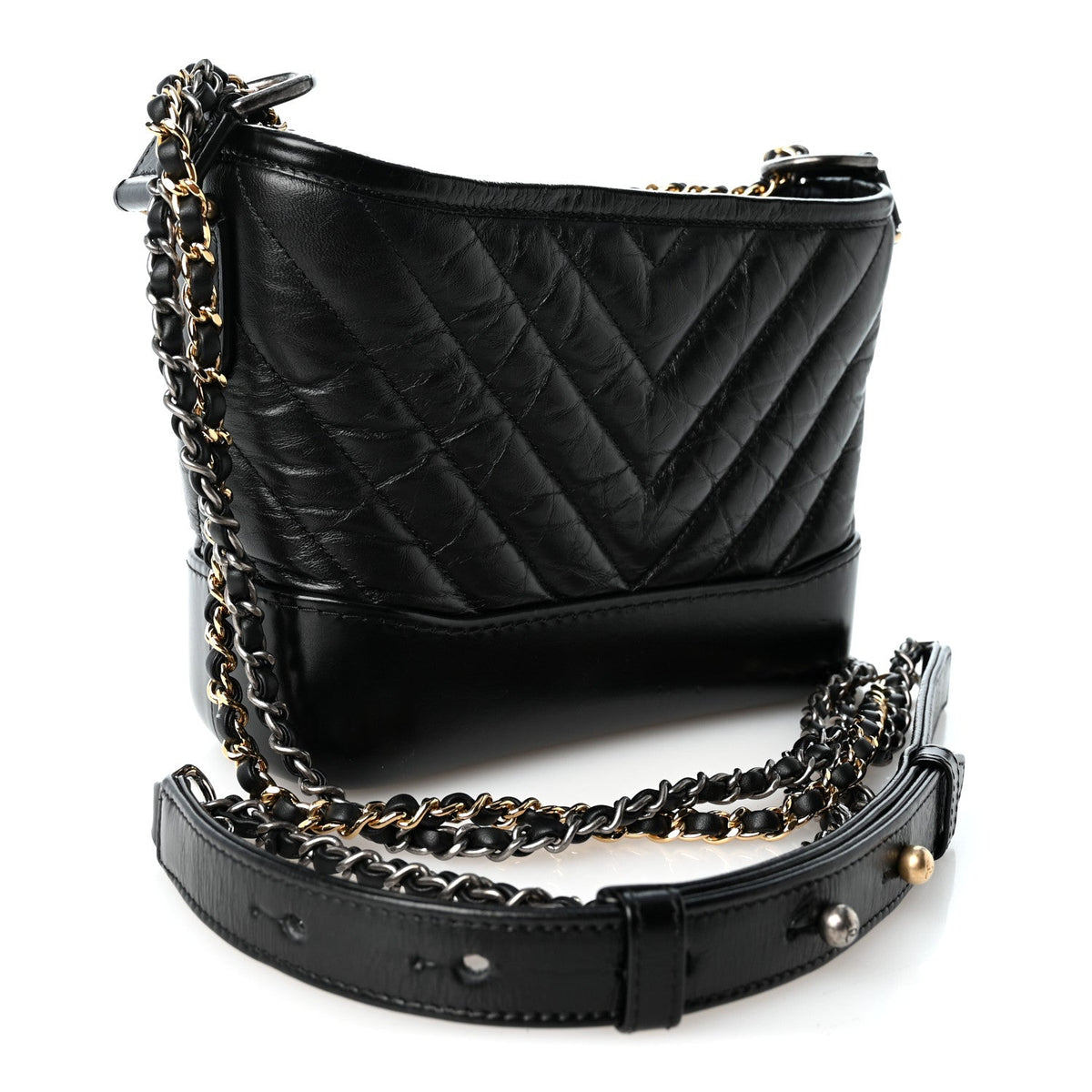 Small Quilted Calfskin Hobo Bag - Black