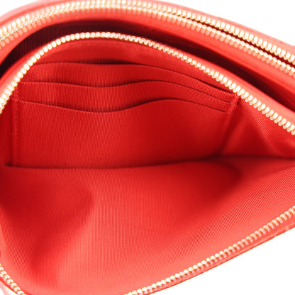 Small Quilted Lambskin Clutch Bag - Red