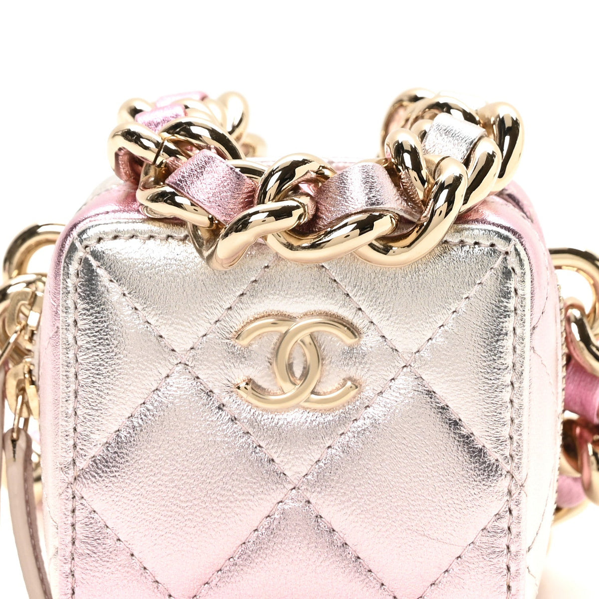 Quilted Lambskin Clutch Bag - Gold