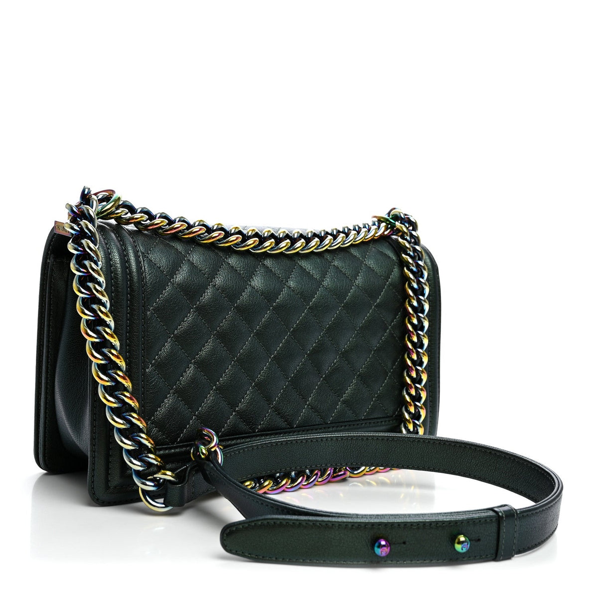 Medium Quilted Goatskin Flap Shoulder Bag - Green