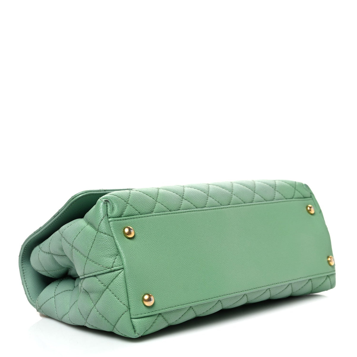 Small Quilted Caviar Flap Shoulder Bag - Light Green