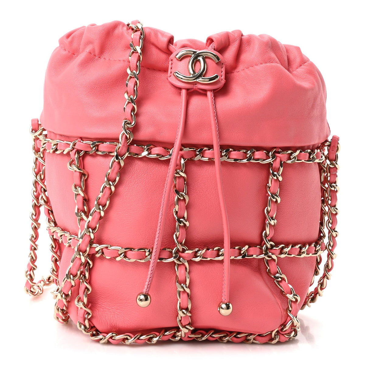 Lambskin Bucket Bag - Pink