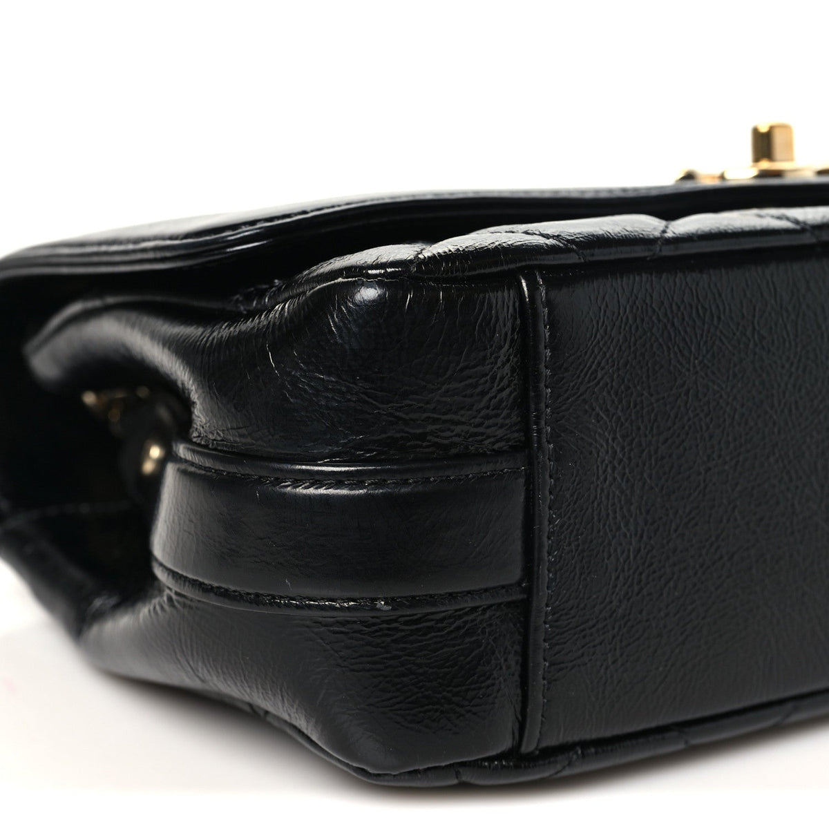 Small Quilted Lambskin Flap Shoulder Bag - Black