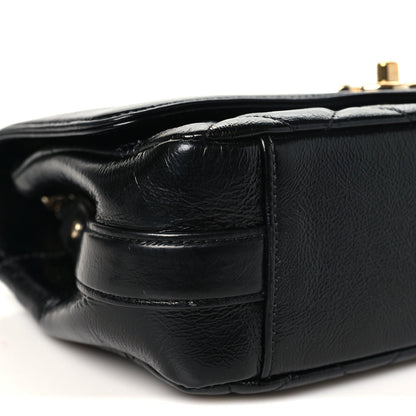 Small Quilted Lambskin Flap Shoulder Bag - Black