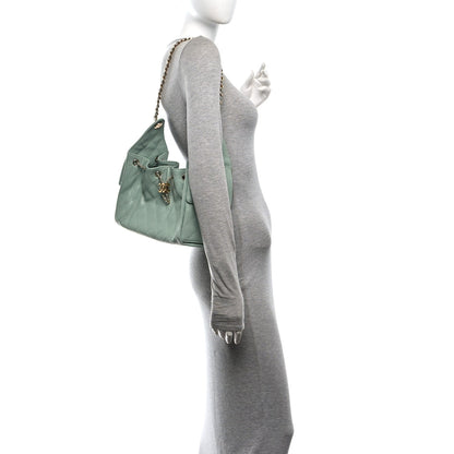 Small Quilted Caviar Handbag - Light Green