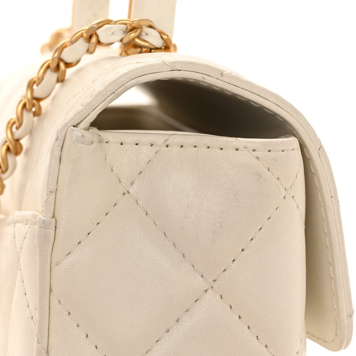 Lambskin Flap Shoulder Bag - White