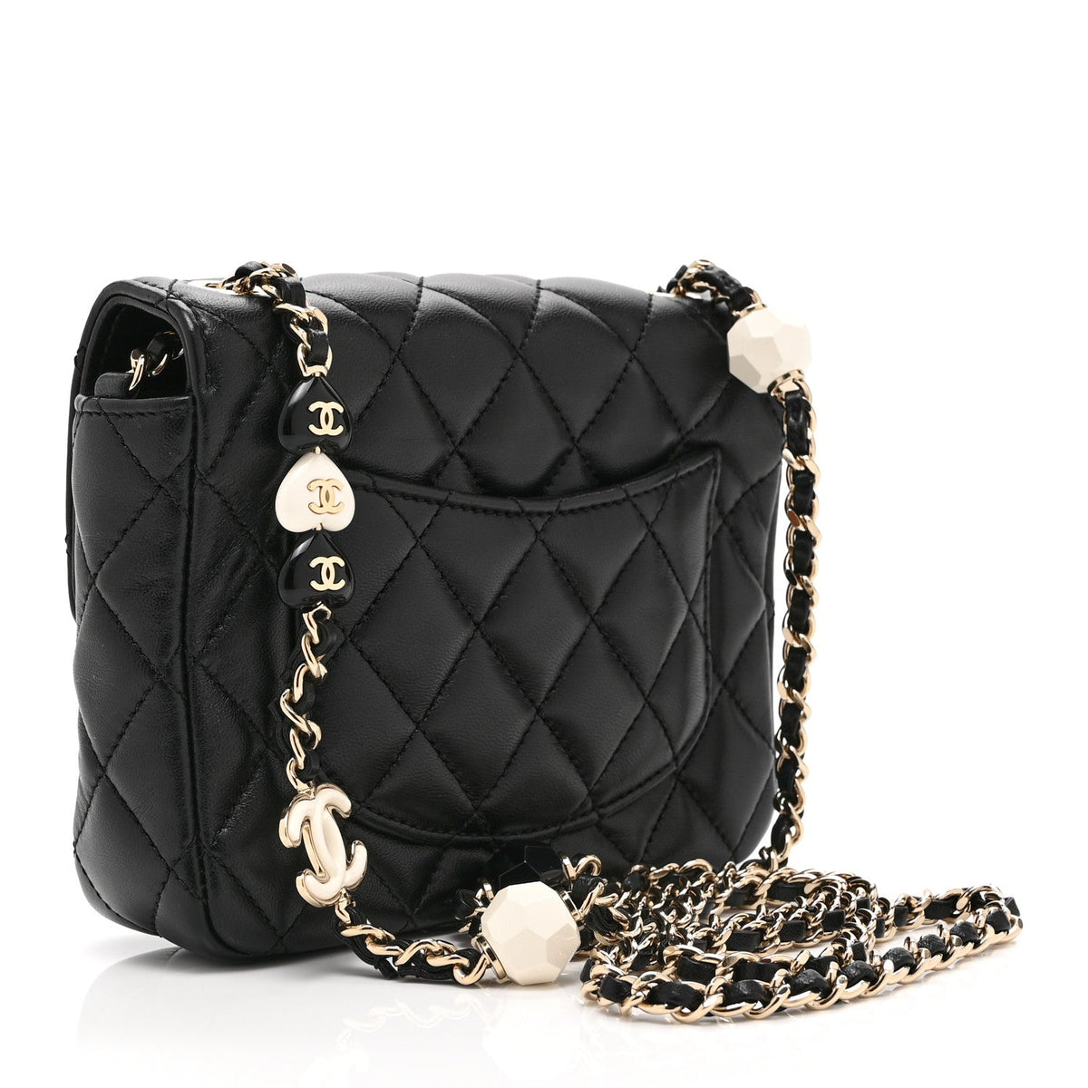 Mini Quilted Lambskin Flap Shoulder Bag - Black