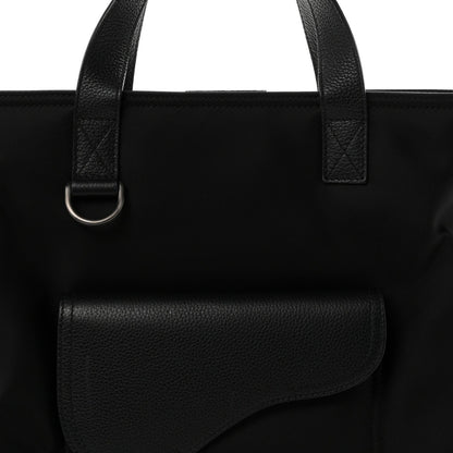 Calfskin Nylon Tote Bag - Black