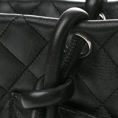 Large Quilted Calfskin Tote Bag - Black