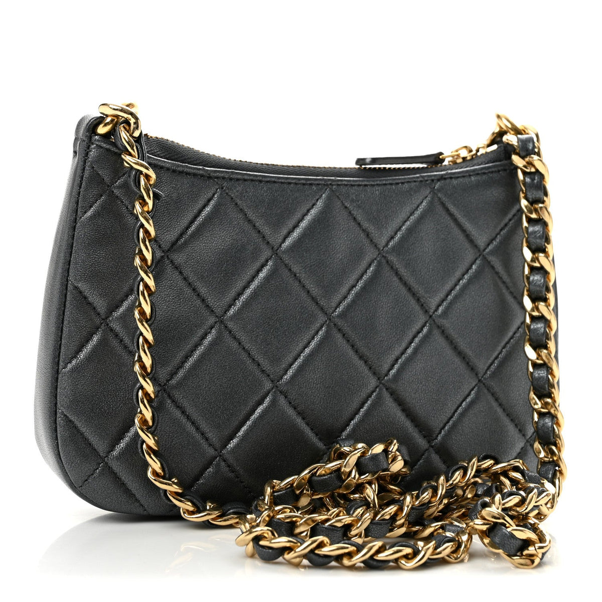 Quilted Lambskin Hobo Bag - Grey