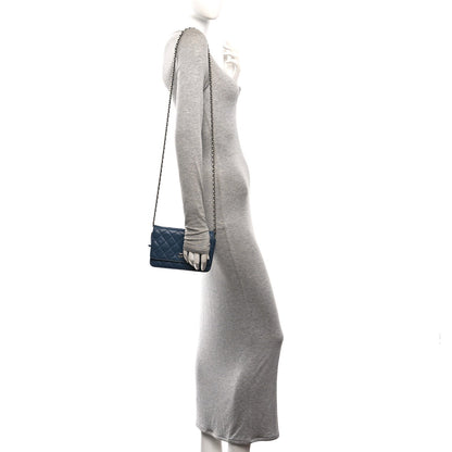 Quilted Caviar Wallet Bag - Blue