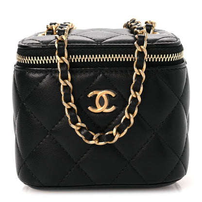 Mini Quilted Lambskin Handbag - Black