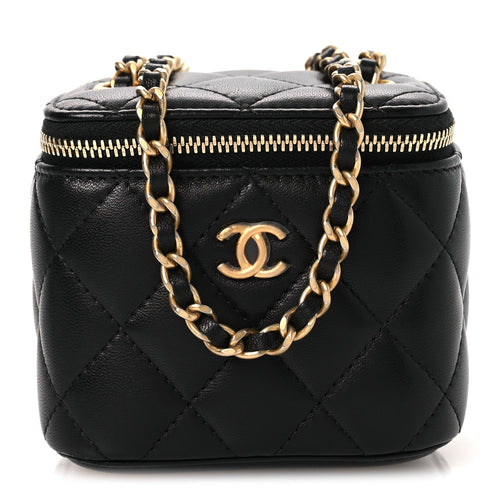 Mini Quilted Lambskin Handbag - Black
