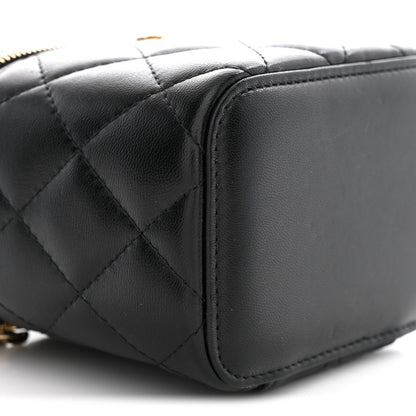 Mini Quilted Lambskin Handbag - Black