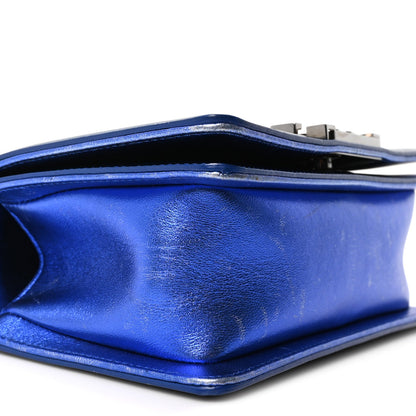 Small Quilted Calfskin Flap Shoulder Bag - Blue