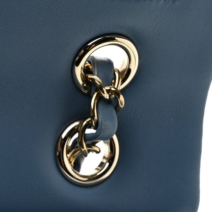 Small Quilted Flap Shoulder Bag - Light Blue