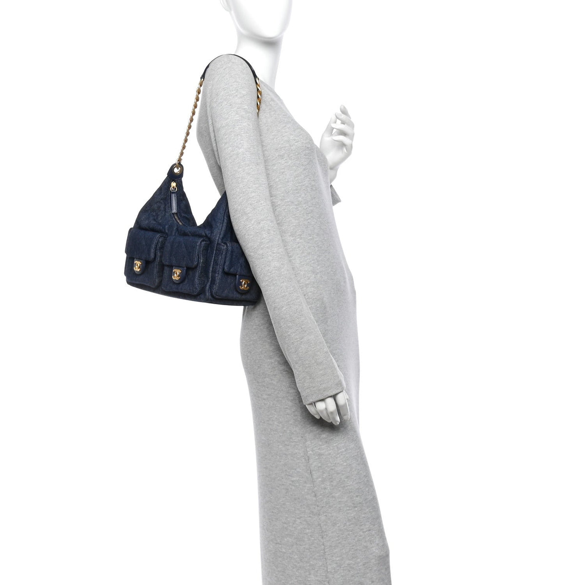 Maxi Quilted Hobo Bag - Blue