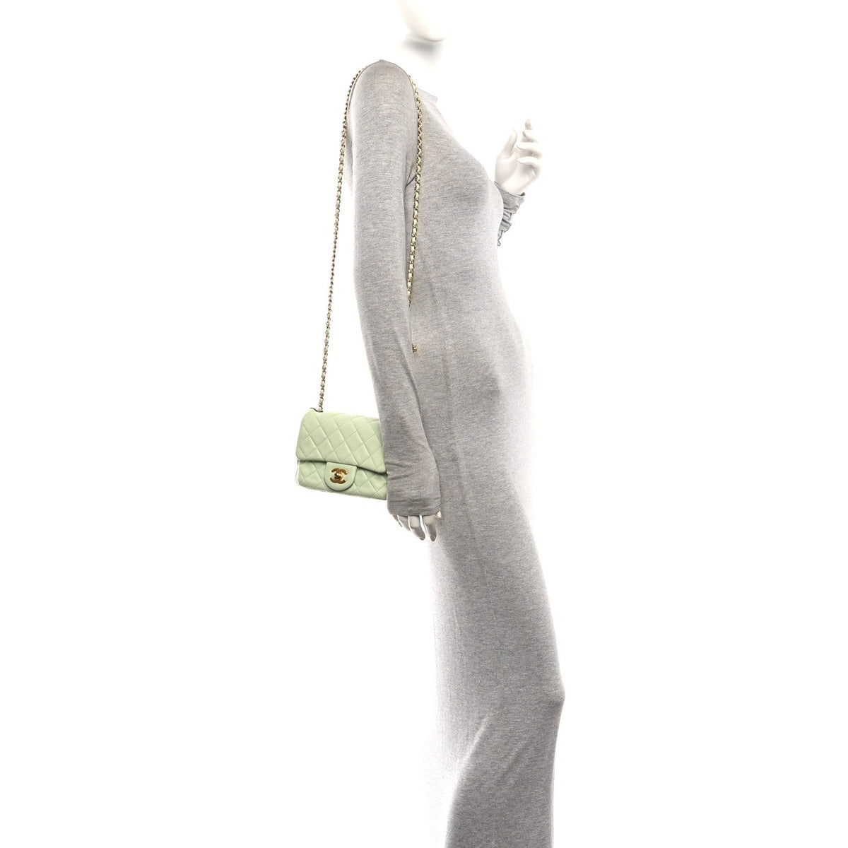 Mini Quilted Lambskin Flap Shoulder Bag - Light Green