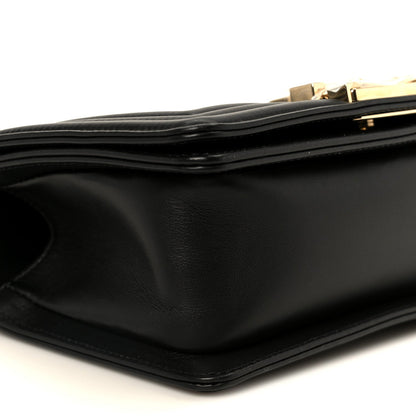 Small Quilted Lambskin Flap Shoulder Bag - Black