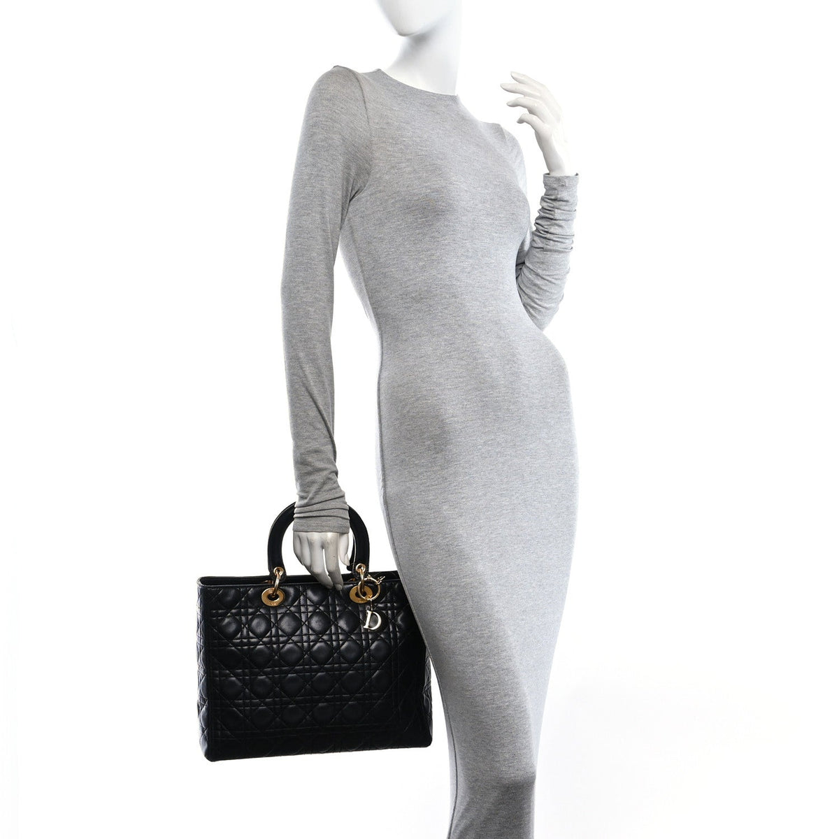 Large Lambskin Handbag - Black