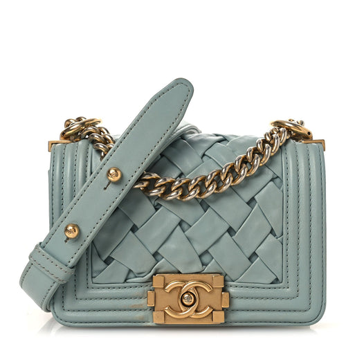 Mini Lambskin Flap Shoulder Bag - Light Blue