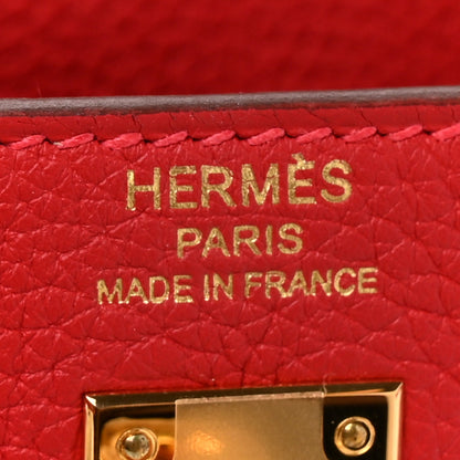 Togo Kelly Retourne 25 Rouge Casaque Handbag