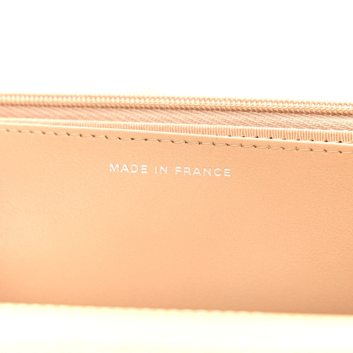 Quilted Caviar Wallet Bag - Beige