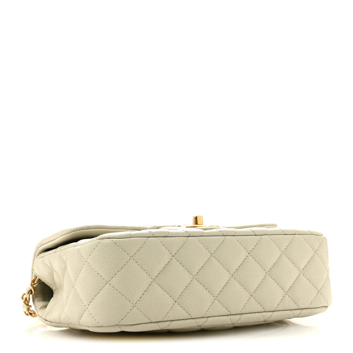 Small Quilted Caviar Flap Shoulder Bag - Grey