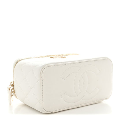 Small Quilted Caviar Handbag - White