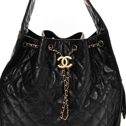 Medium Quilted Calfskin Handbag - Black