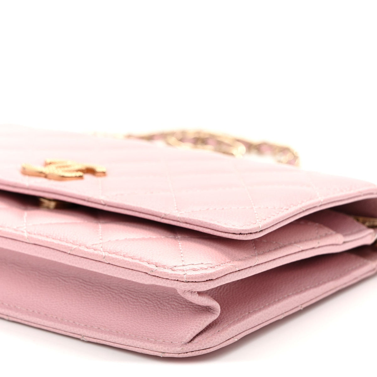 Quilted Caviar Wallet Bag - Pink