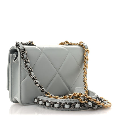 Quilted Lambskin Wallet Bag - Light Blue