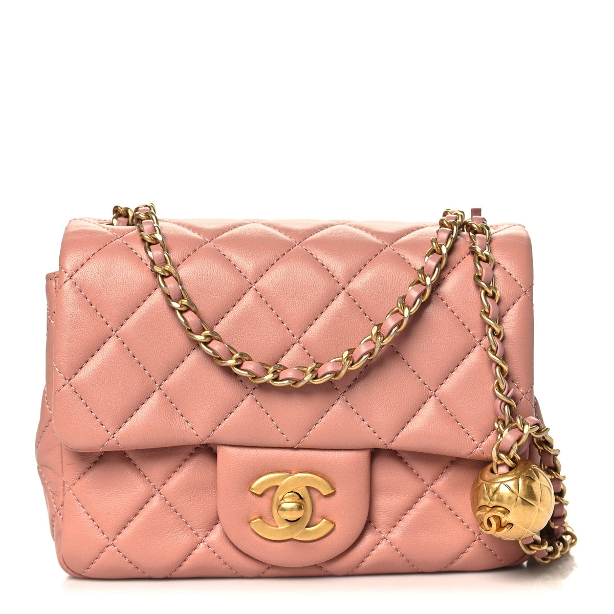 Mini Quilted Lambskin Flap Shoulder Bag - Pink