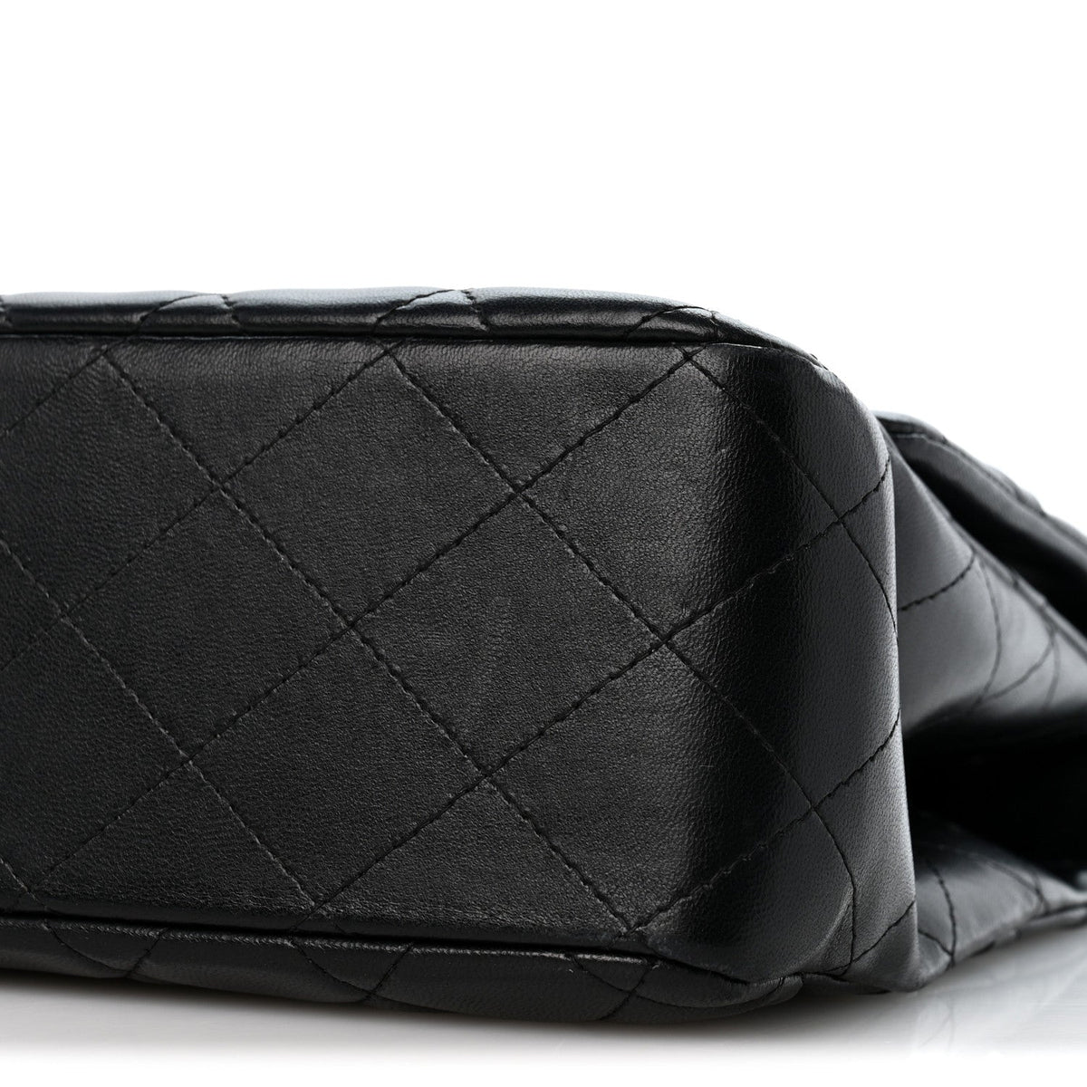 Quilted Lambskin Flap Shoulder Bag - Black