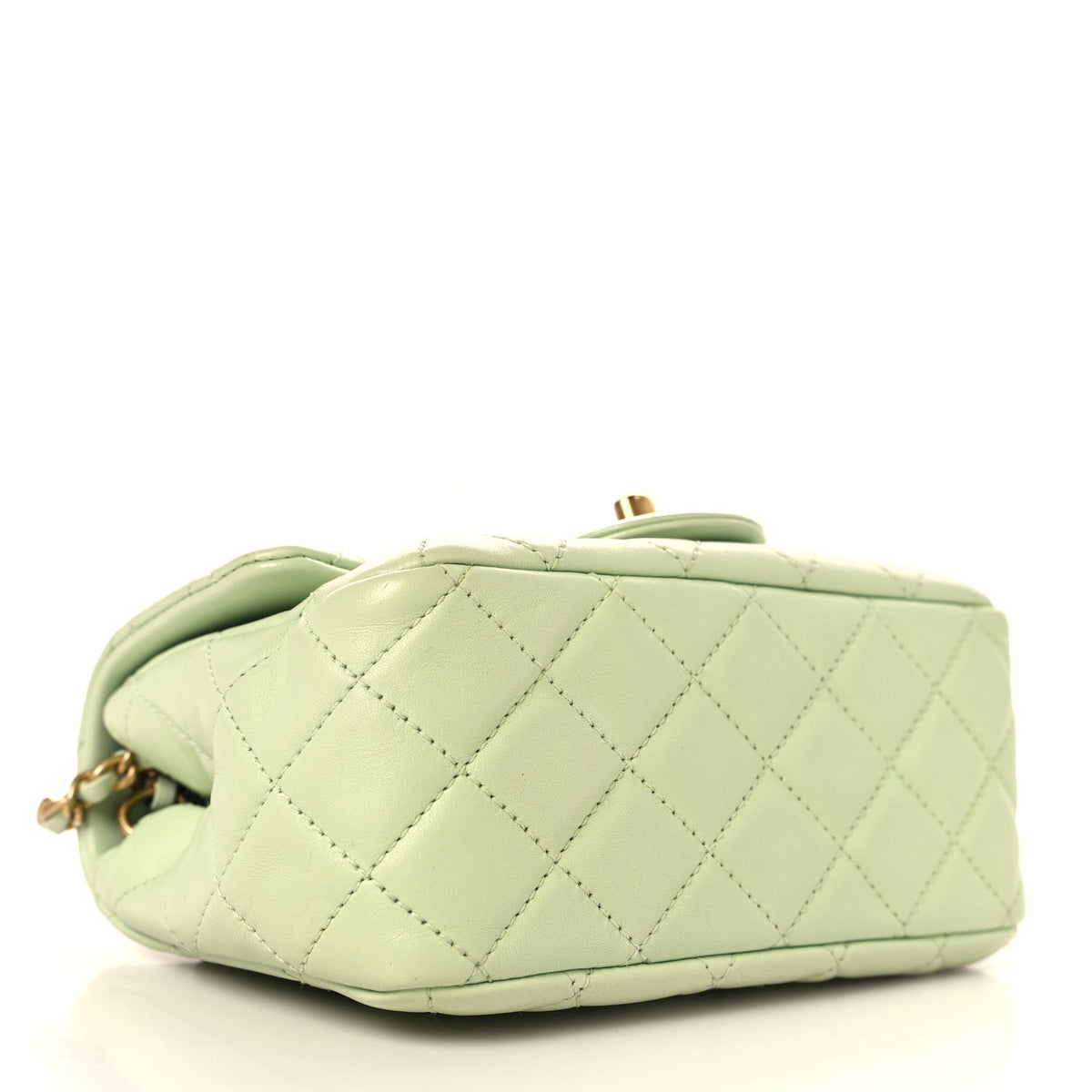 Mini Quilted Lambskin Flap Shoulder Bag - Light Green