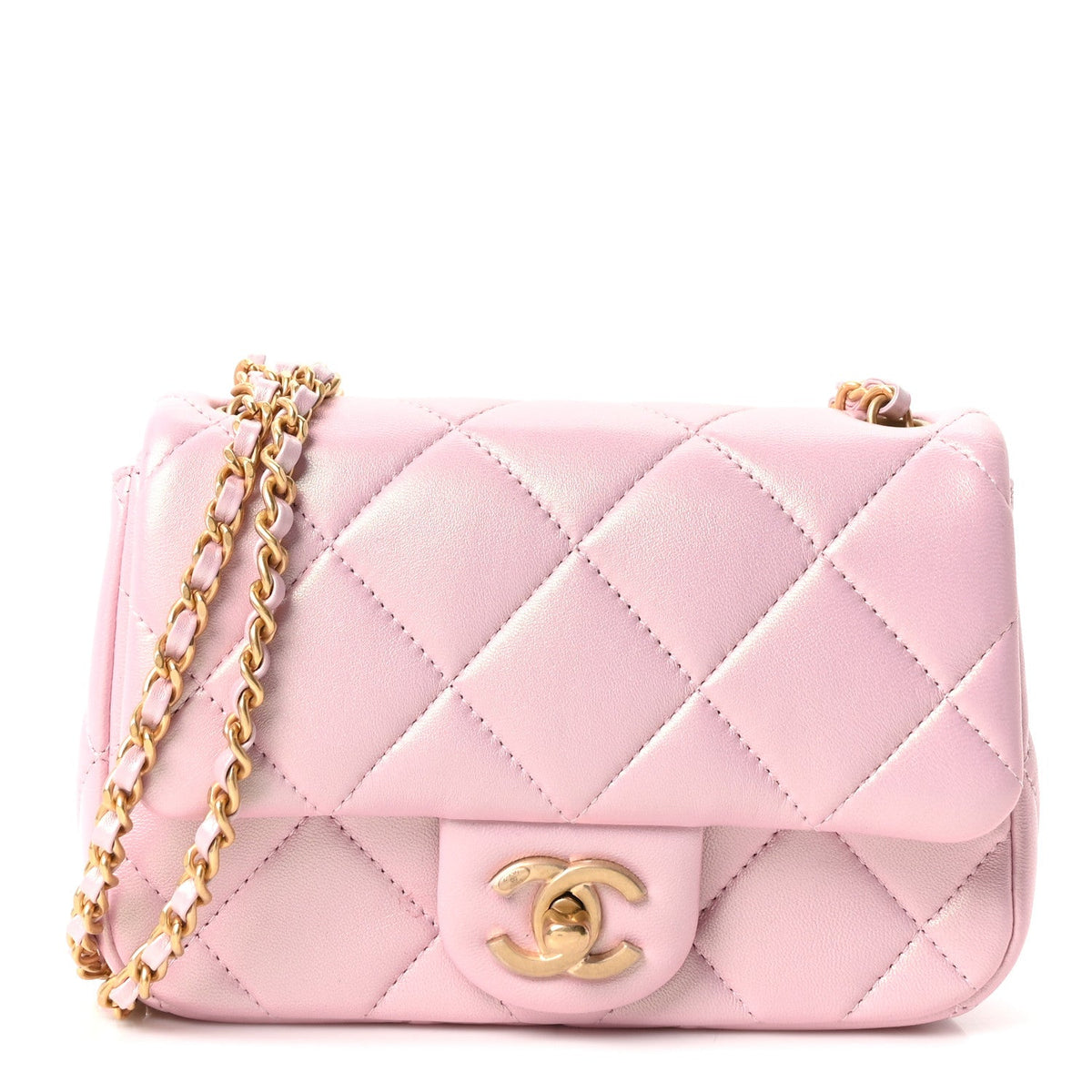 Mini Quilted Lambskin Flap Shoulder Bag - Pink