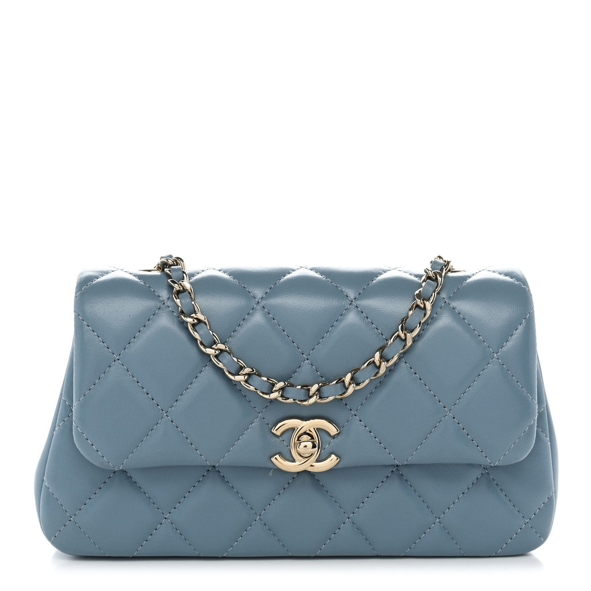 Quilted Lambskin Clutch Bag - Tan