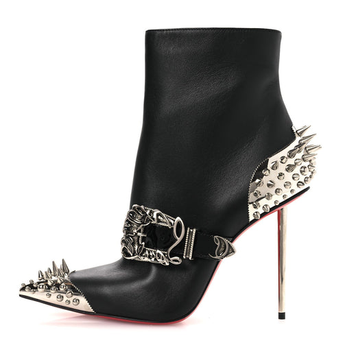 Calfskin Spiked Womenphis Pic Booty Ankle Boots Black