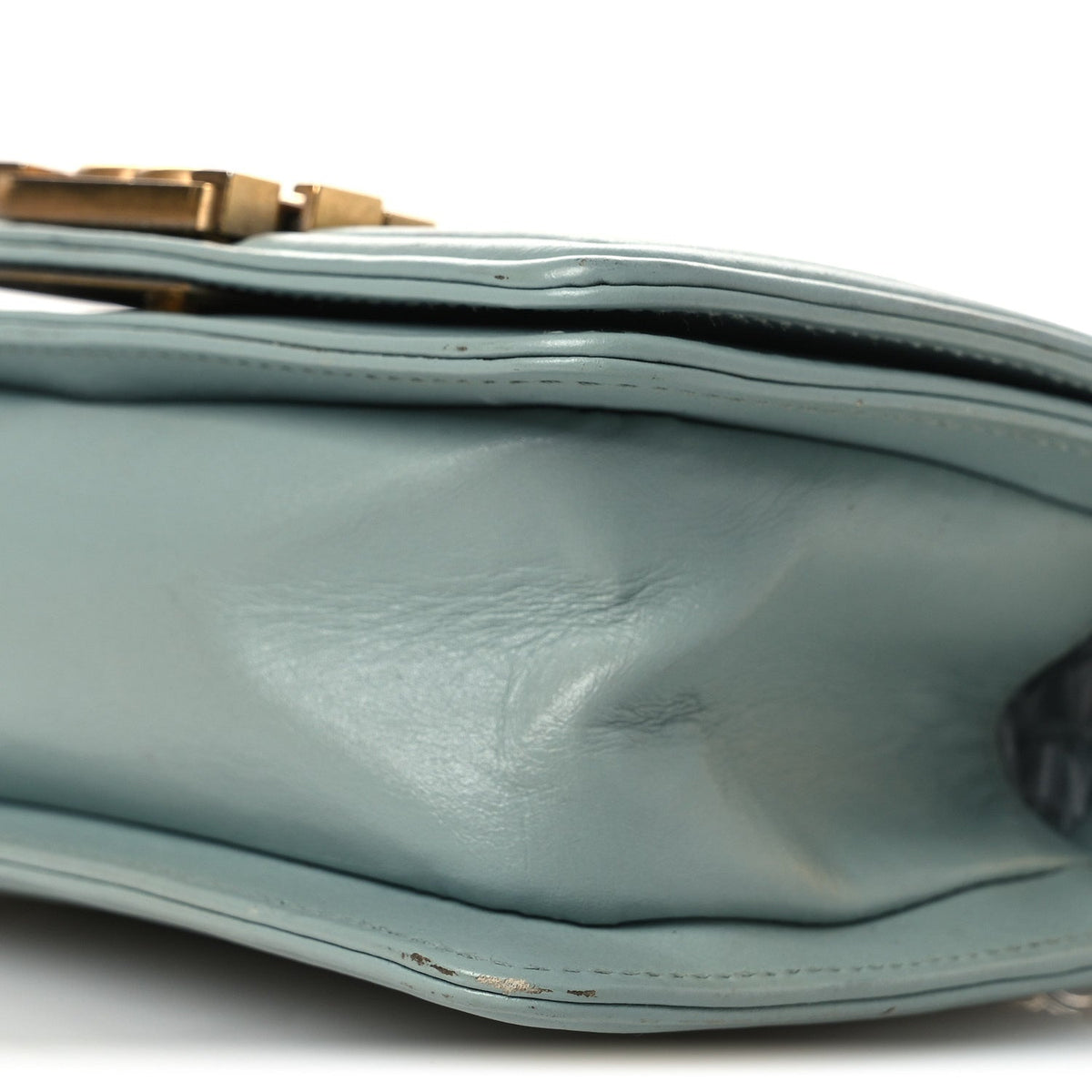 Mini Lambskin Flap Shoulder Bag - Light Blue