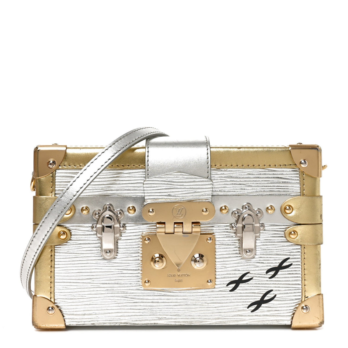 Metallic Epi Petite Malle Silver Handbag