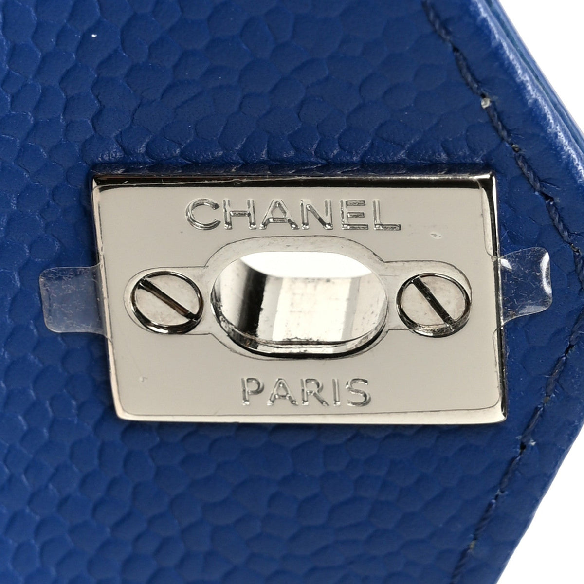Quilted Caviar Flap Shoulder Bag - Blue