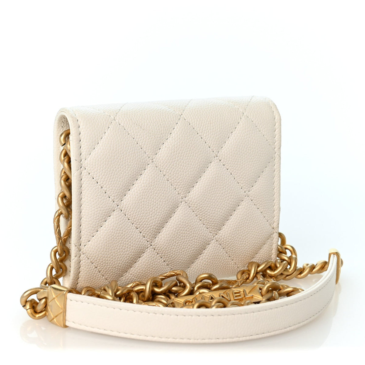 Quilted Caviar Clutch Bag - White