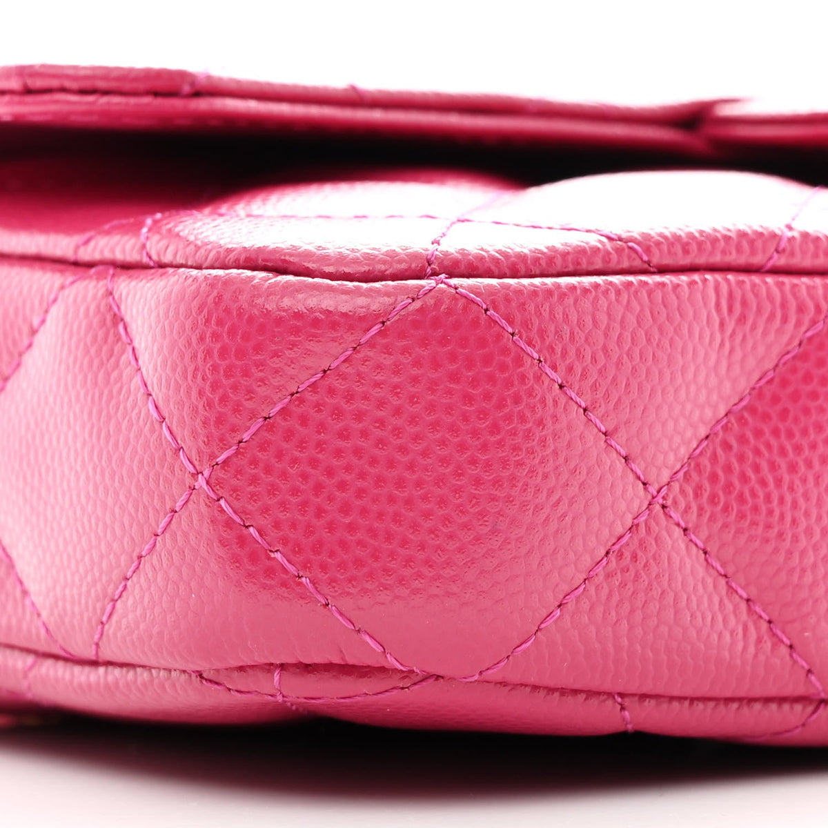 Quilted Caviar Flap Shoulder Bag - Pink